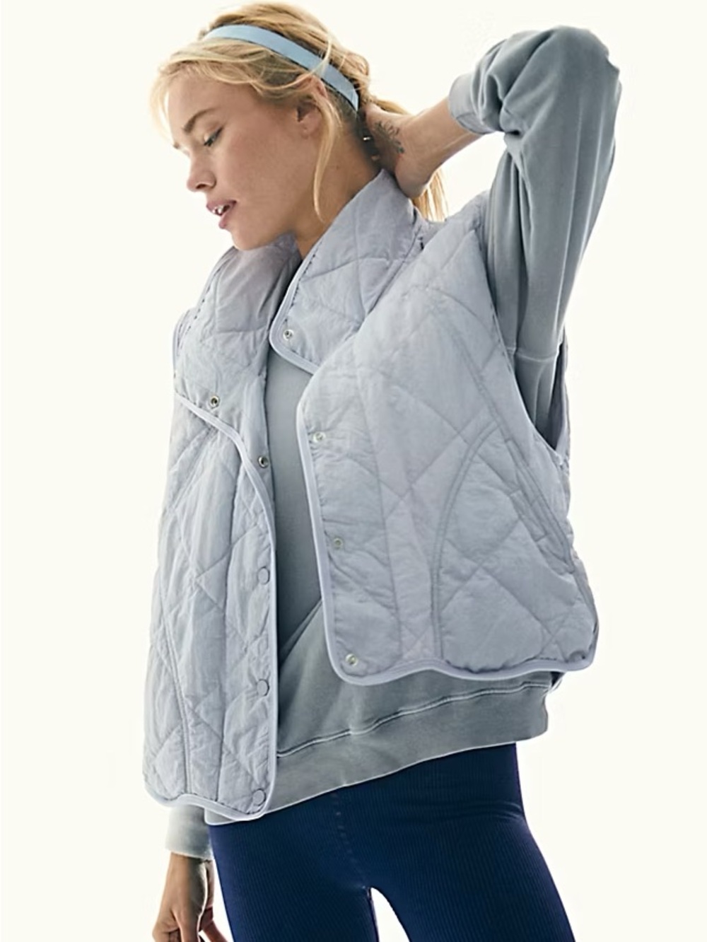 Free People Light Blue Quinn Vest - Women's Lightweight Layer